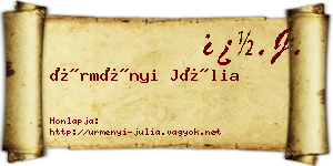 Ürményi Júlia névjegykártya