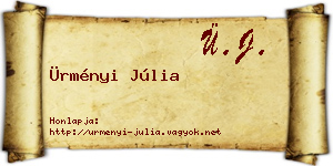Ürményi Júlia névjegykártya